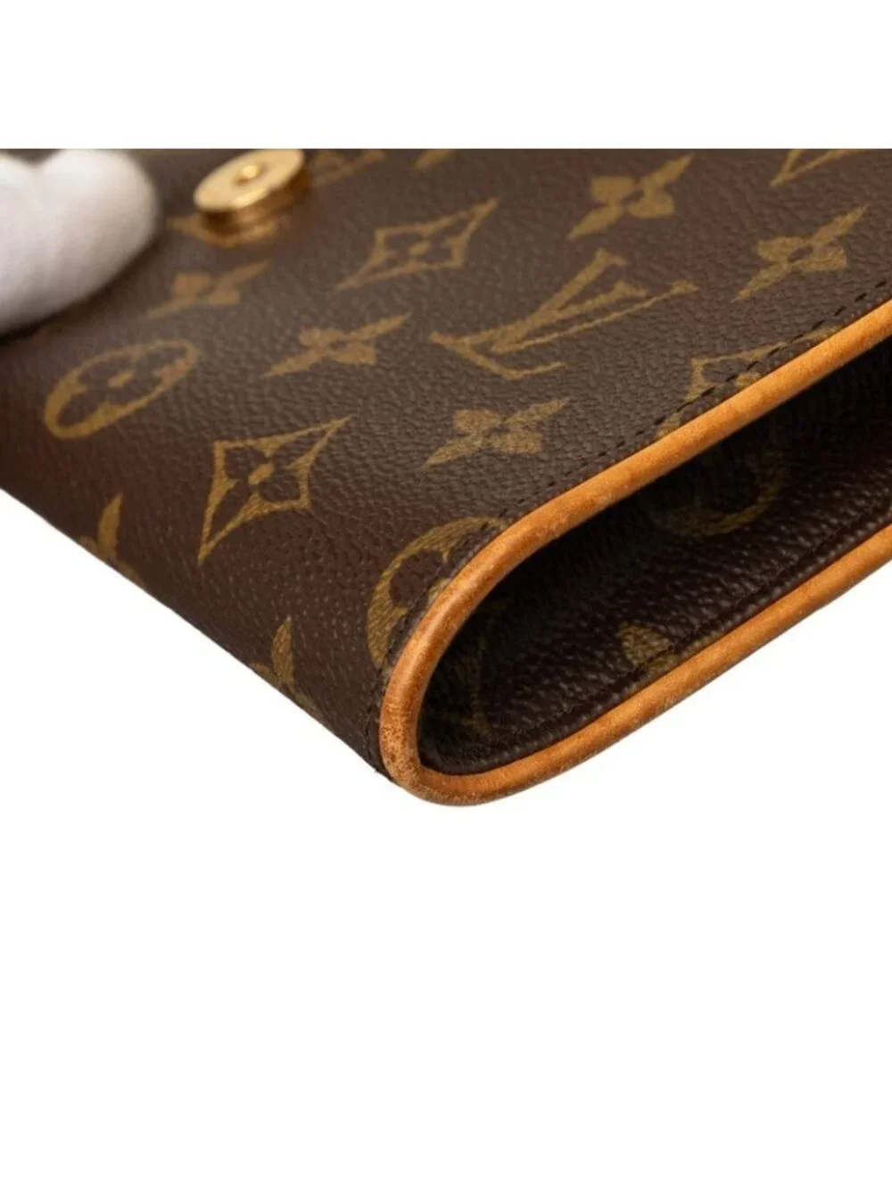Louis Vuitton Monogram Pochette Twin GM Crossbody Shoulder Bag Brown Leather